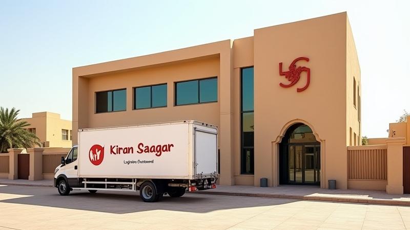 किरण सागर का जोधपुर कार्यालय, इमारत के सामने खड़ी एक लॉजिस्टिक्स वैन के साथ।